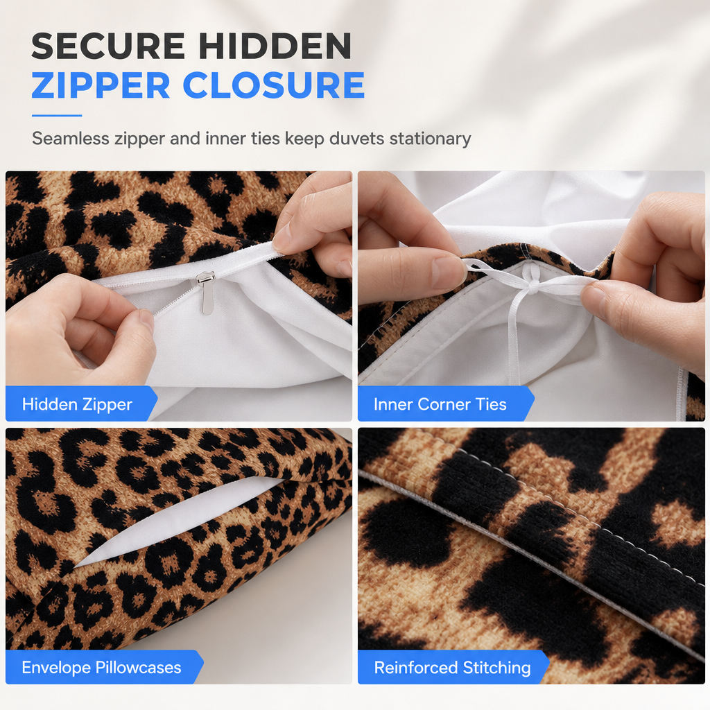 🛏️🐆 Dekbedovertrek met luipaardprint | Inclusief bijpassende kussenslopen