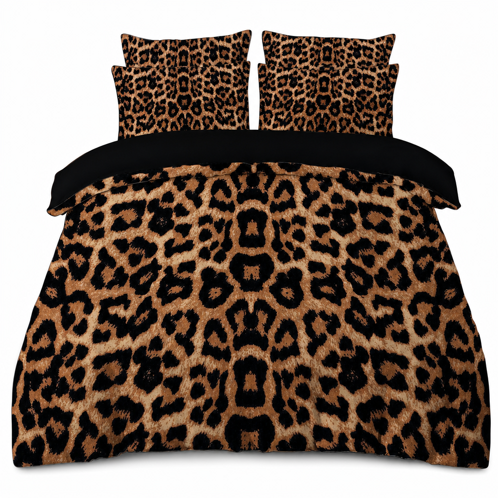 🛏️🐆 Dekbedovertrek met luipaardprint | Inclusief bijpassende kussenslopen
