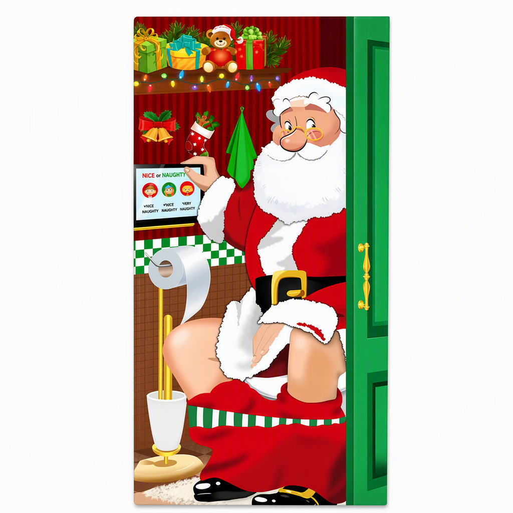 🎄🚪 50% KORTING! Nooit meer een fladderende, verkreukelde deurbanner! Deze kerstdeurhoes met thermische print en dik polyester geeft je voordeur in seconden een sprankelende kerstlook!
