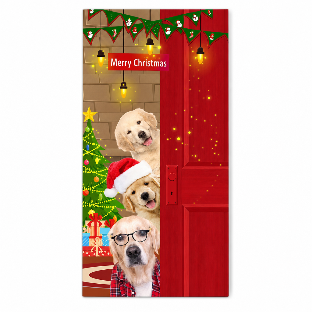 🎄🚪 50% KORTING! Nooit meer een fladderende, verkreukelde deurbanner! Deze kerstdeurhoes met thermische print en dik polyester geeft je voordeur in seconden een sprankelende kerstlook!