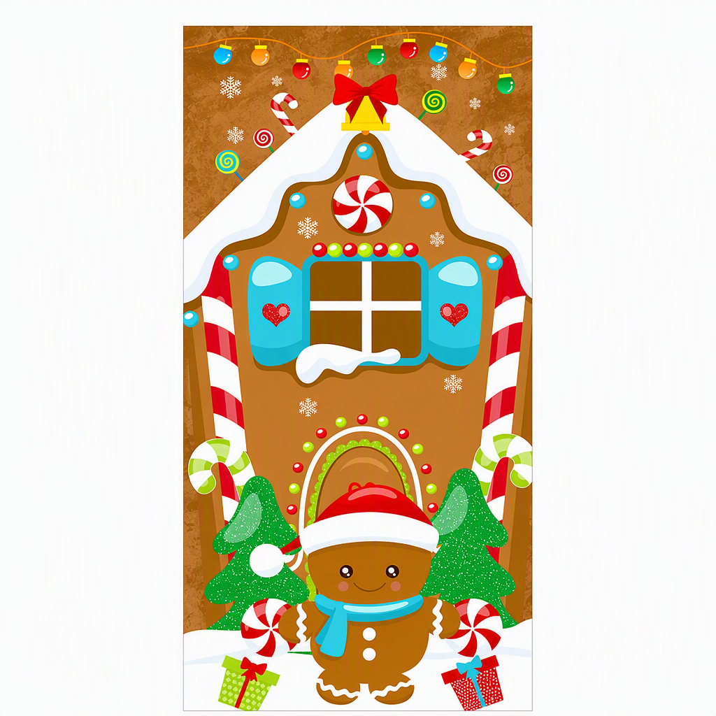 🎄🚪 50% KORTING! Nooit meer een fladderende, verkreukelde deurbanner! Deze kerstdeurhoes met thermische print en dik polyester geeft je voordeur in seconden een sprankelende kerstlook!