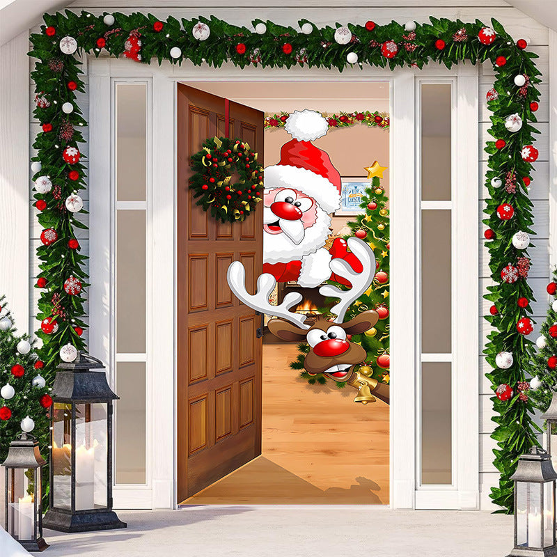 🎄🚪 50% KORTING! Nooit meer een fladderende, verkreukelde deurbanner! Deze kerstdeurhoes met thermische print en dik polyester geeft je voordeur in seconden een sprankelende kerstlook!