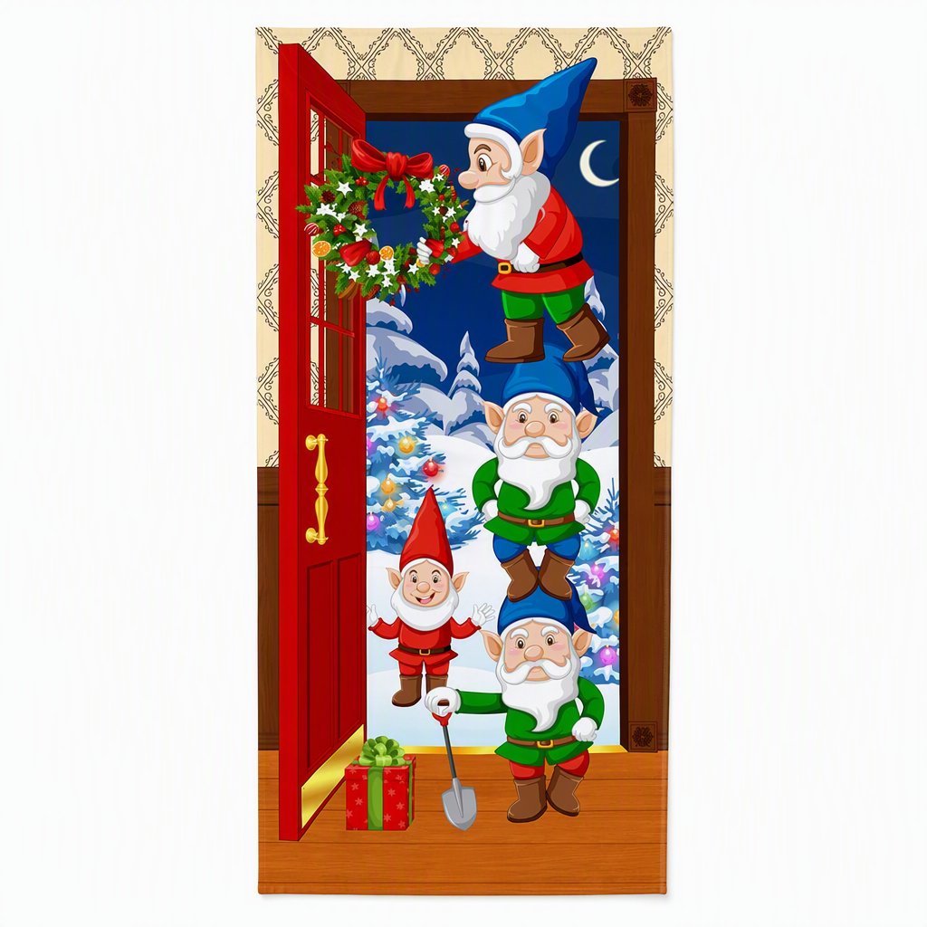 🎄🚪 50% KORTING! Nooit meer een fladderende, verkreukelde deurbanner! Deze kerstdeurhoes met thermische print en dik polyester geeft je voordeur in seconden een sprankelende kerstlook!