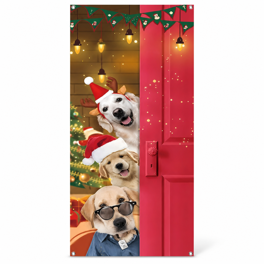 🎄🚪 50% KORTING! Nooit meer een fladderende, verkreukelde deurbanner! Deze kerstdeurhoes met thermische print en dik polyester geeft je voordeur in seconden een sprankelende kerstlook!