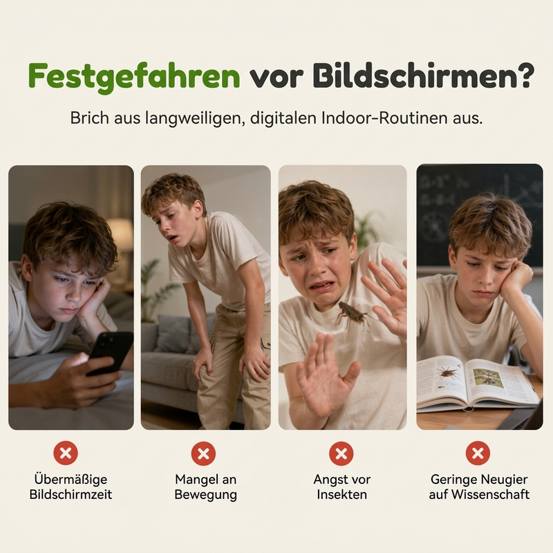 🐛 Tragbarer Insektenbeobachter für Kinder – Cartoon-Design, mit Lupe & Griff, für Naturerkundung & Outdoor-Abenteuer