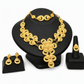 💛💍24-karaats vergulde bruidsjuwelenset | Dubai-stijl | Set met ketting, armband, ring en oorbellen voor dames📿