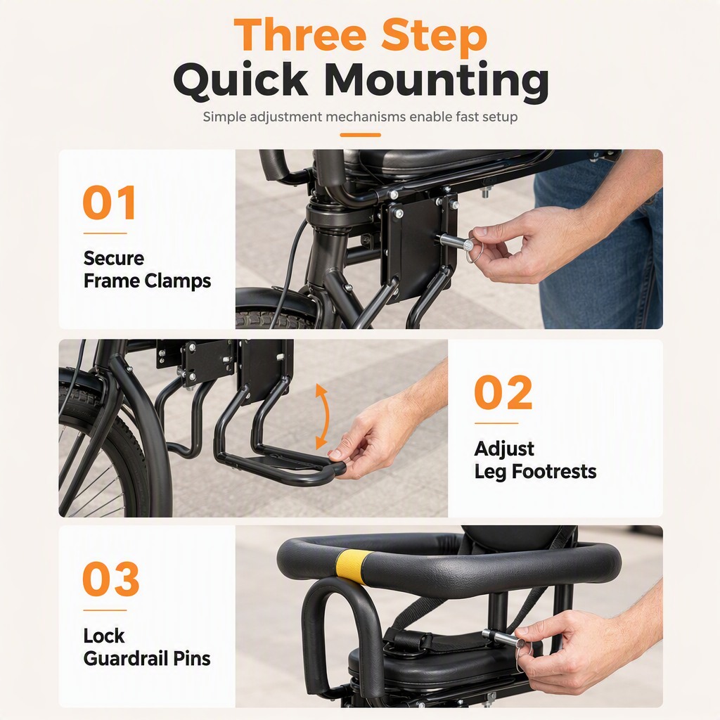 🚲👶Fietszitje voor Kinderen met Rugleuning & Kussen – Voor Mountainbikes, Veilig & Comfortabel Ouder-Kind Fietsen