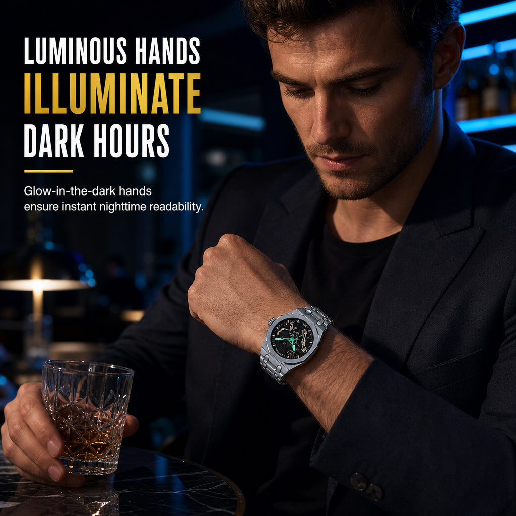⌚ 50% KORTING! ✨ Sportief quartzhorloge voor heren – skeletontwerp, verlichte wijzers & waterdicht 🌟