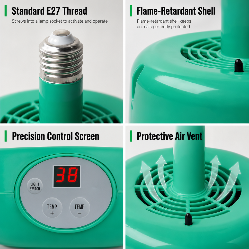 🌡️NU 50% KORTING! Intelligente broedlamp met temperatuurregeling – Warmtelamp met ventilator voor kuikens, biggen, schapen en andere boerderijdieren