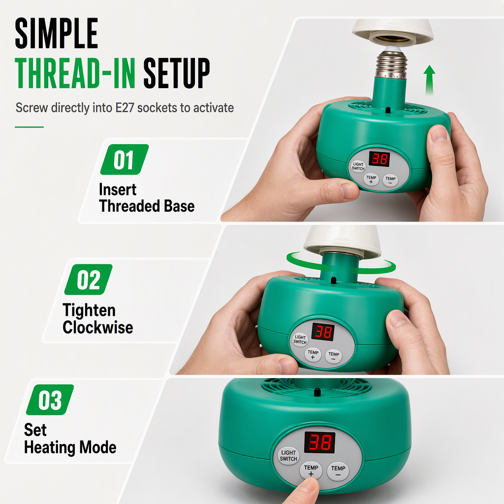 🌡️NU 50% KORTING! Intelligente broedlamp met temperatuurregeling – Warmtelamp met ventilator voor kuikens, biggen, schapen en andere boerderijdieren