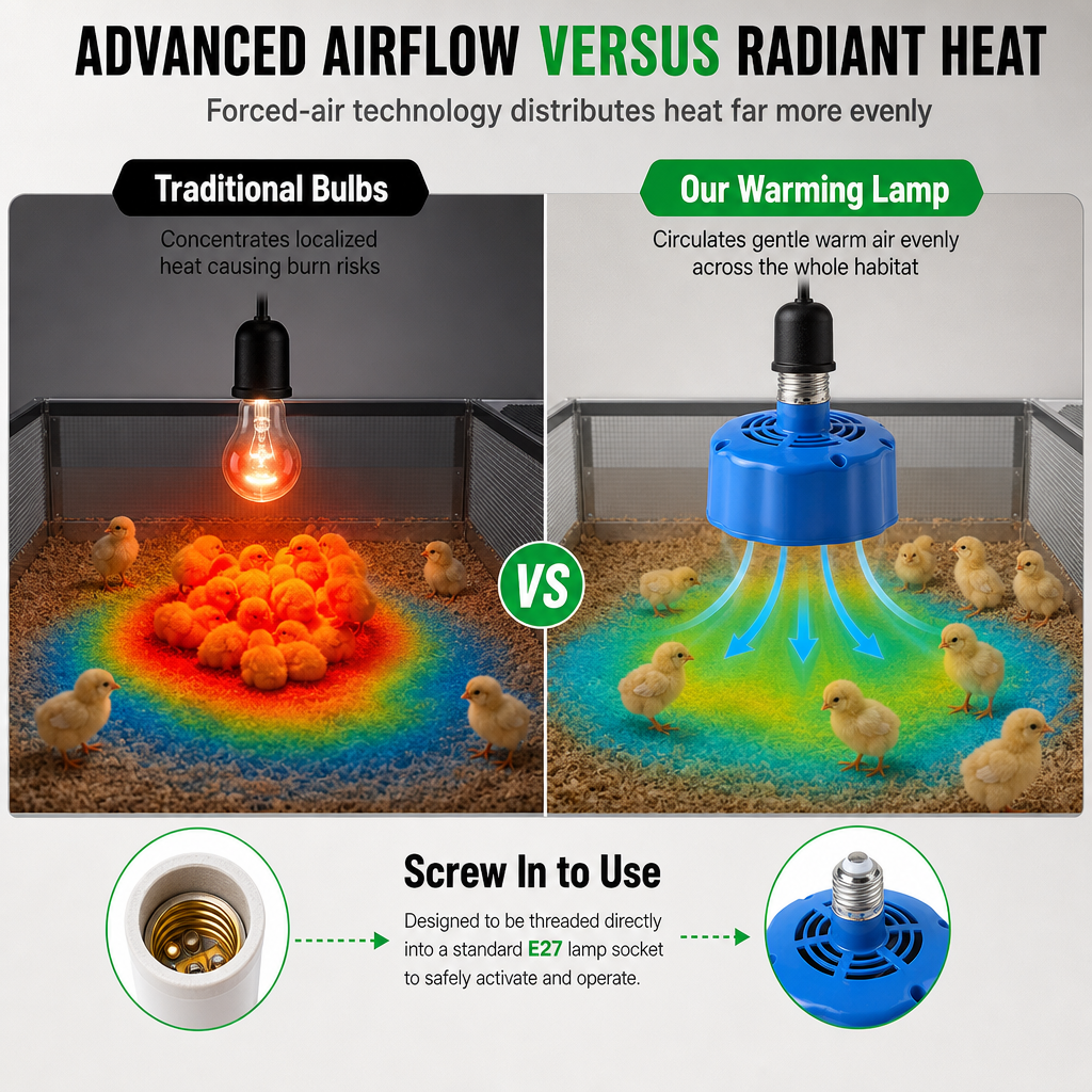 🌡️NU 50% KORTING! Intelligente broedlamp met temperatuurregeling – Warmtelamp met ventilator voor kuikens, biggen, schapen en andere boerderijdieren