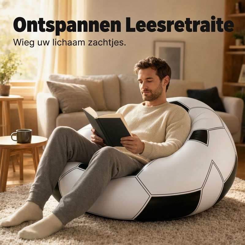 ⚽ Opblaasbare PVC Voetbalvormige Bank 🛋️– Leuk Voetbalontwerp, Duurzame & Draagbare Ligstoel voor Speelkamer, Feest, Slaapkamer & Wedstrijdavonden ✨