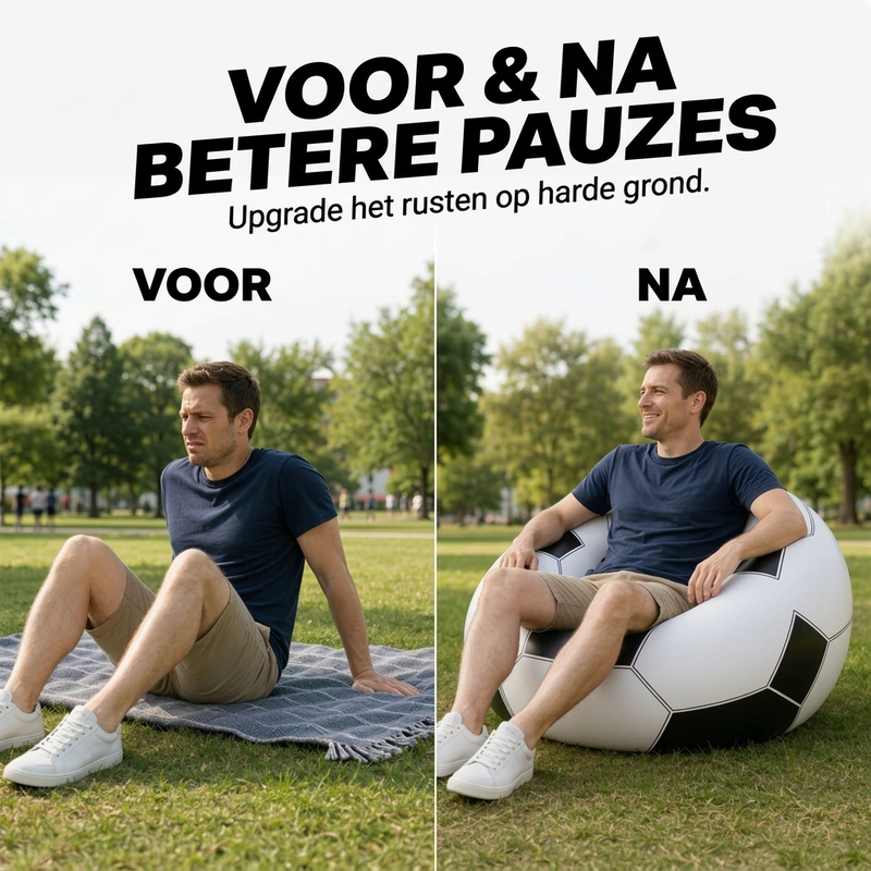 ⚽ Opblaasbare PVC Voetbalvormige Bank 🛋️– Leuk Voetbalontwerp, Duurzame & Draagbare Ligstoel voor Speelkamer, Feest, Slaapkamer & Wedstrijdavonden ✨