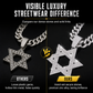 ✨Hip Hop-stijl, met strass versierde holle Davidster met een ketting van 50 cm