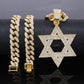 ✨Hip Hop-stijl, met strass versierde holle Davidster met een ketting van 50 cm