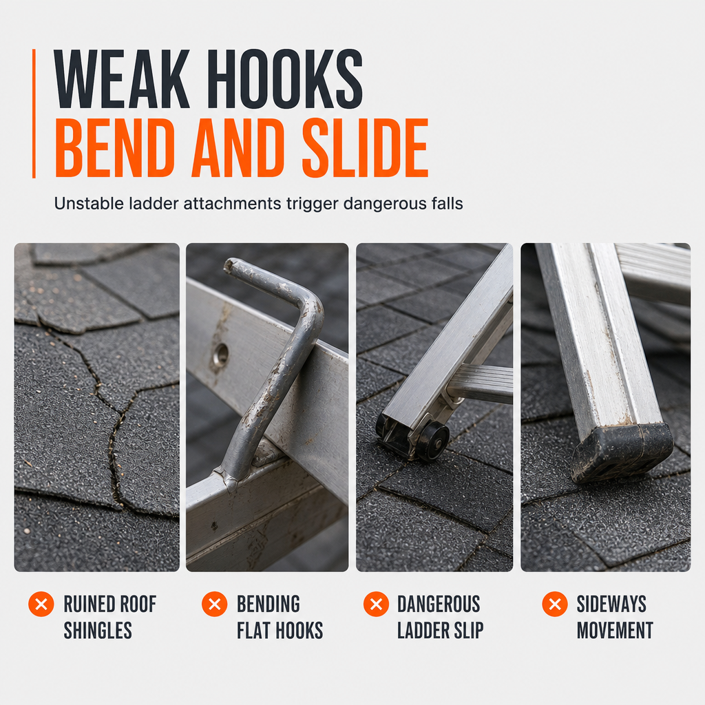 💪Dakhaakjes van aluminiumlegering voor ladderstabilisatie, met stabilisatiestang voor rechte ladders