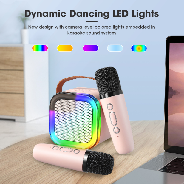 🎤🎶 50% KORTING! Nooit meer saaie feestjes! Deze mini karaoke machine voor kinderen met 2 draadloze microfoons, Bluetooth & 3D-geluid tovert elke kamer om in een podium – 5-6 uur zangplezier!