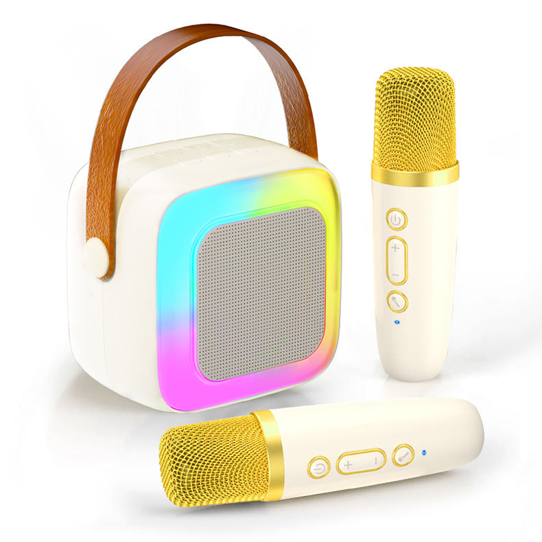 🎤🎶 50% KORTING! Nooit meer saaie feestjes! Deze mini karaoke machine voor kinderen met 2 draadloze microfoons, Bluetooth & 3D-geluid tovert elke kamer om in een podium – 5-6 uur zangplezier!