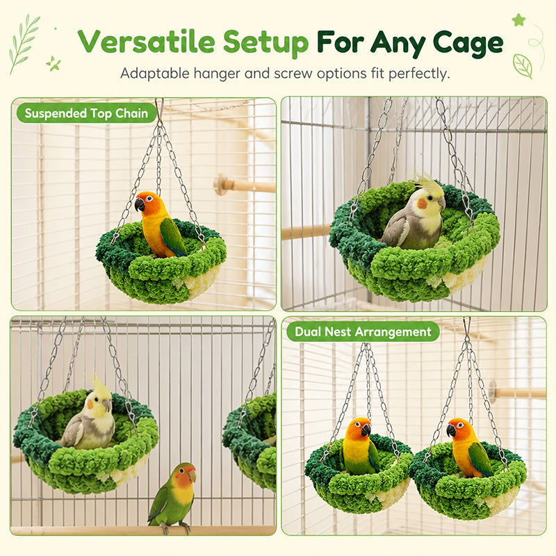 🐦 Warme katoenen vogelnest-hangmat voor de winter – kan zowel dienen als rustplek in de vogelkooi als schommel of speelgoed.