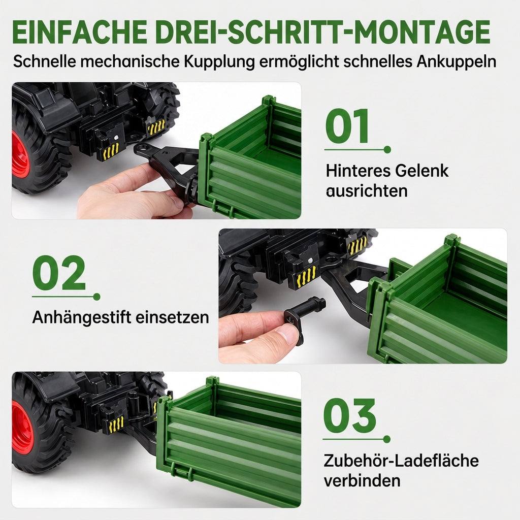 🚜✨Grote speelgoedset voor kinderen: boerderijtractor met aanhanger en accessoires, een op wrijving werkend en op afstand bestuurbare bouwvoertuig voor jongens