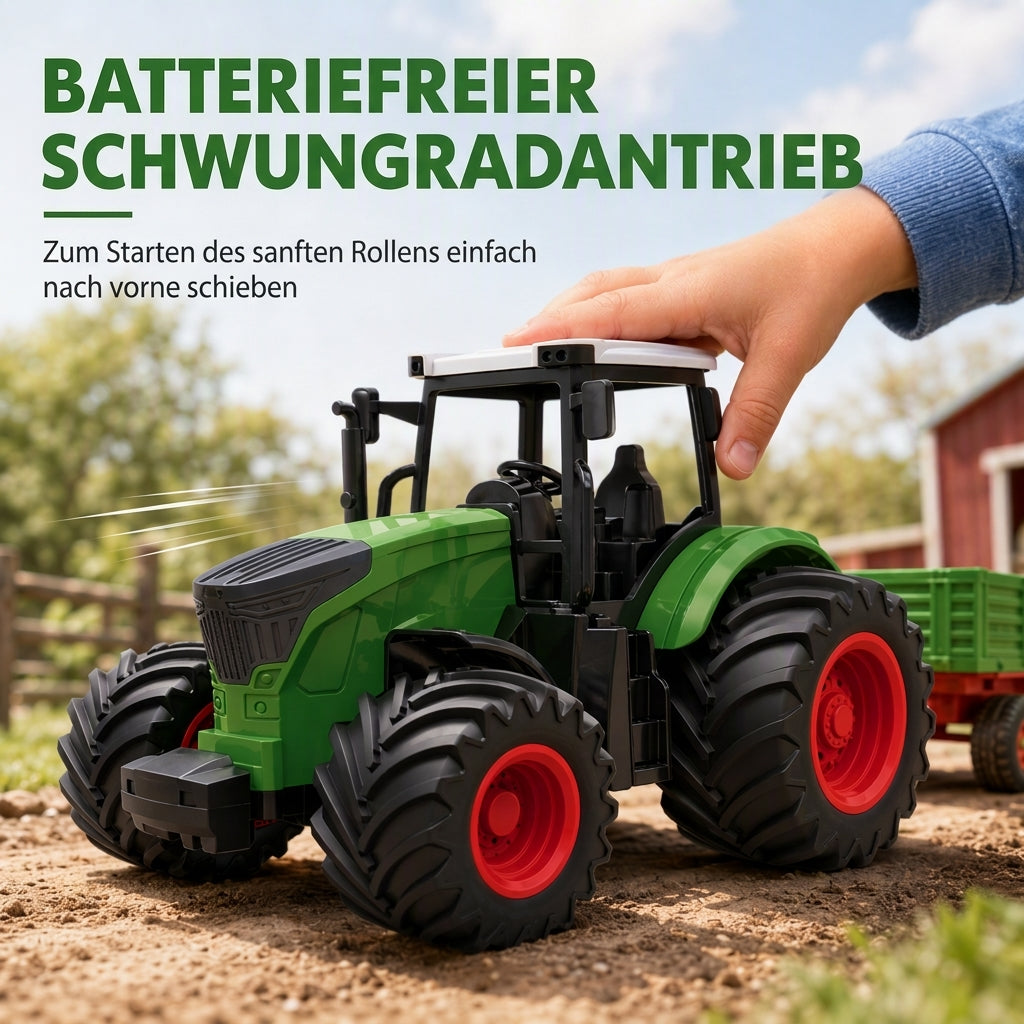 🚜✨Grote speelgoedset voor kinderen: boerderijtractor met aanhanger en accessoires, een op wrijving werkend en op afstand bestuurbare bouwvoertuig voor jongens