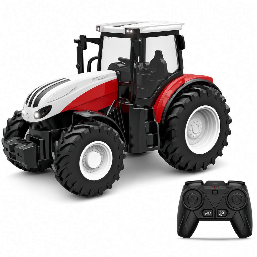 🚜✨Grote speelgoedset voor kinderen: boerderijtractor met aanhanger en accessoires, een op wrijving werkend en op afstand bestuurbare bouwvoertuig voor jongens