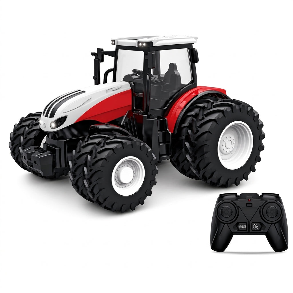 🚜✨Grote speelgoedset voor kinderen: boerderijtractor met aanhanger en accessoires, een op wrijving werkend en op afstand bestuurbare bouwvoertuig voor jongens