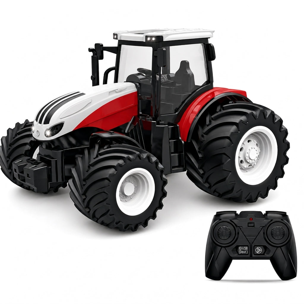 🚜✨Grote speelgoedset voor kinderen: boerderijtractor met aanhanger en accessoires, een op wrijving werkend en op afstand bestuurbare bouwvoertuig voor jongens