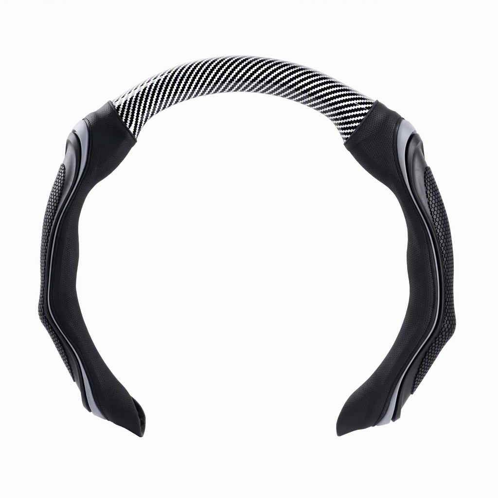 🚗Universele sportieve lederen stuurhoes van 38 cm met antislip siliconen massagegreep – ademende stuurhoes voor alle seizoenen