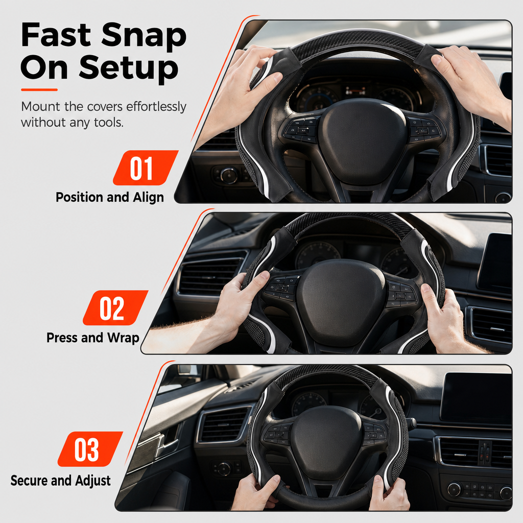 🚗Universele sportieve lederen stuurhoes van 38 cm met antislip siliconen massagegreep – ademende stuurhoes voor alle seizoenen