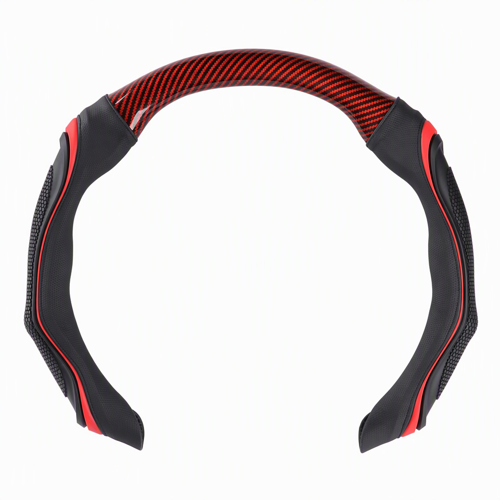 🚗Universele sportieve lederen stuurhoes van 38 cm met antislip siliconen massagegreep – ademende stuurhoes voor alle seizoenen