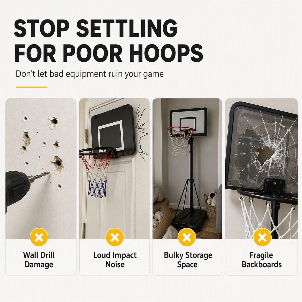 🏀Speelset met aan de muur te bevestigen, opvouwbare basketbalring voor kinderen, zonder boren, voor binnen en buiten