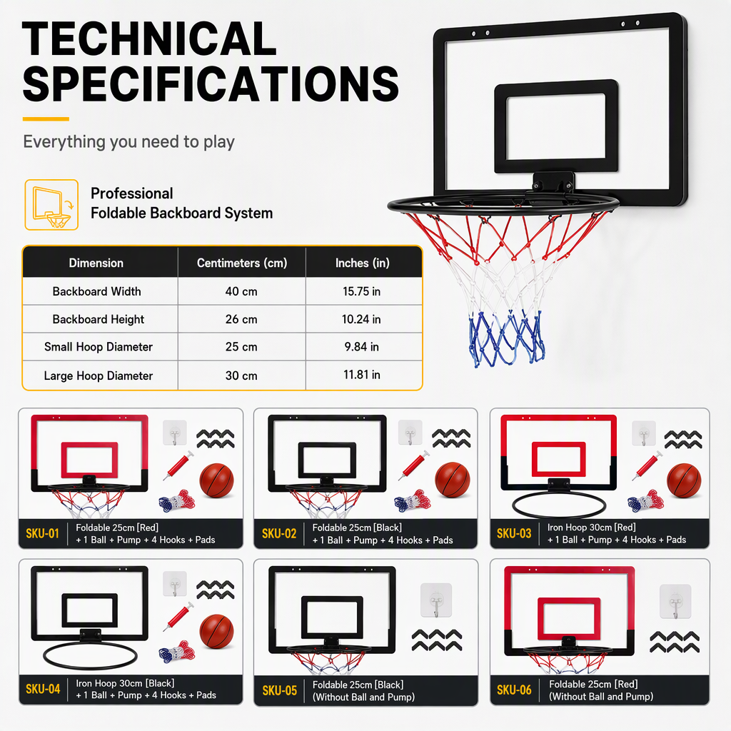 🏀Speelset met aan de muur te bevestigen, opvouwbare basketbalring voor kinderen, zonder boren, voor binnen en buiten