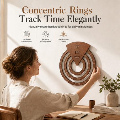 📅 Draaibare houten wandkalender voor altijd - Ronde decoratie