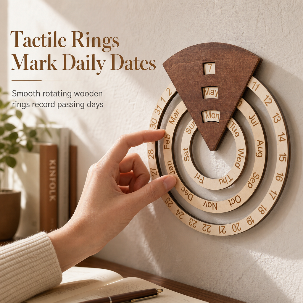 📅 Draaibare houten wandkalender voor altijd - Ronde decoratie