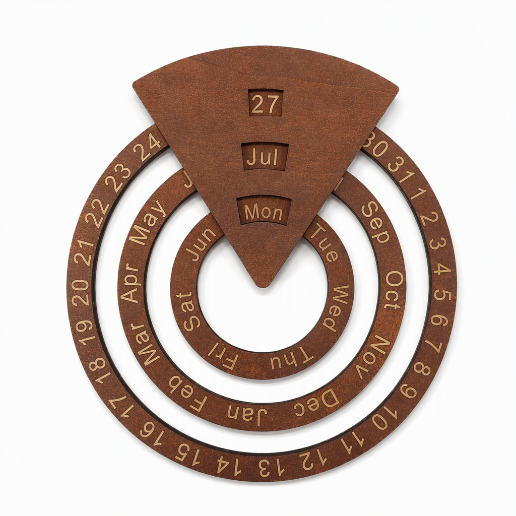 📅 Draaibare houten wandkalender voor altijd - Ronde decoratie