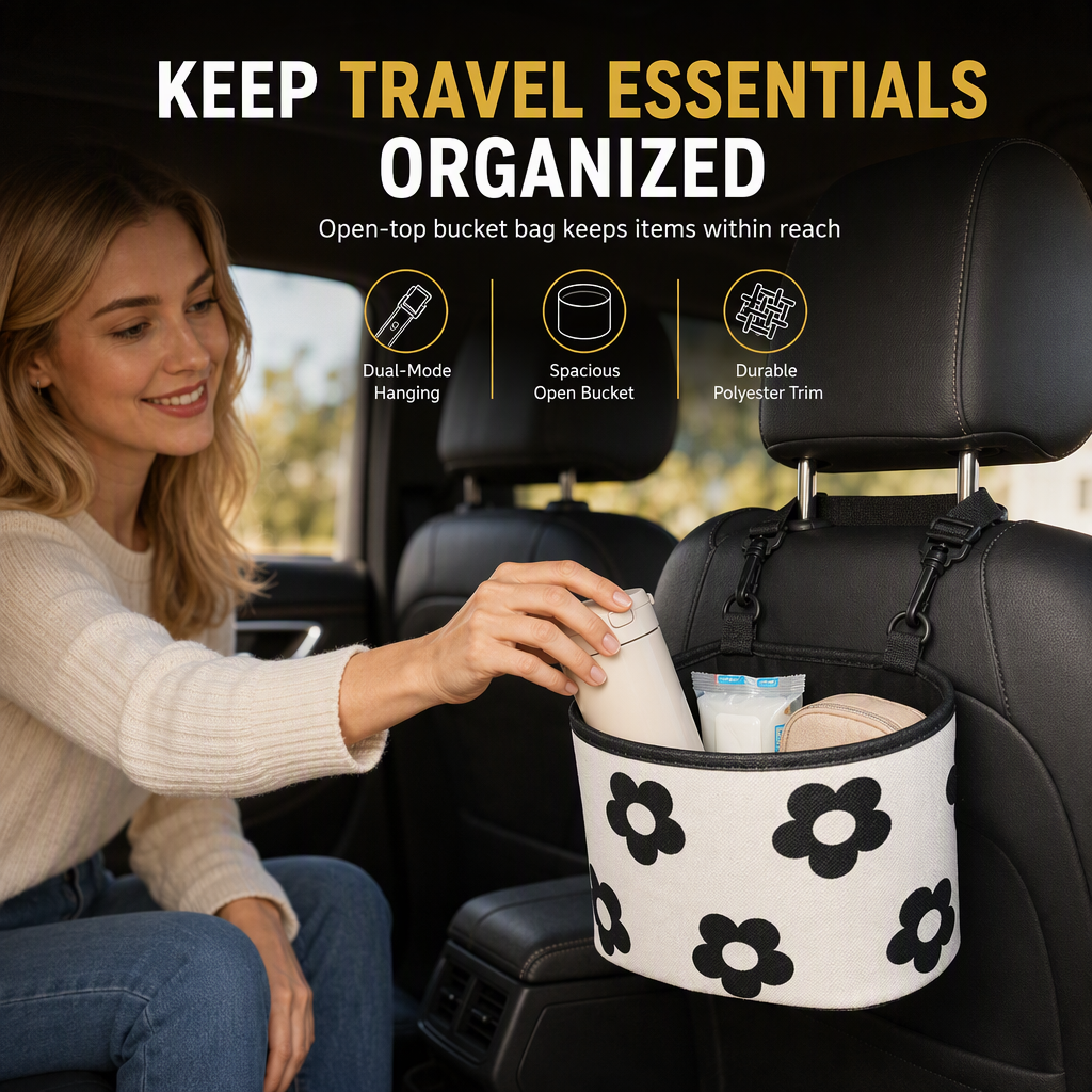 🚗Opbergtas voor aan de rugleuning van de autostoel – Multifunctionele opbergmand voor de achterbank voor allerlei spullen