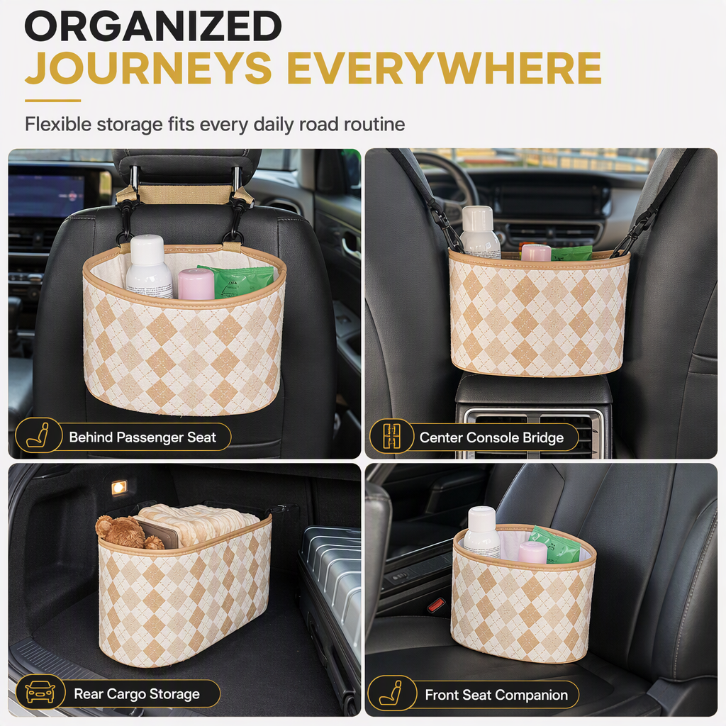 🚗Opbergtas voor aan de rugleuning van de autostoel – Multifunctionele opbergmand voor de achterbank voor allerlei spullen