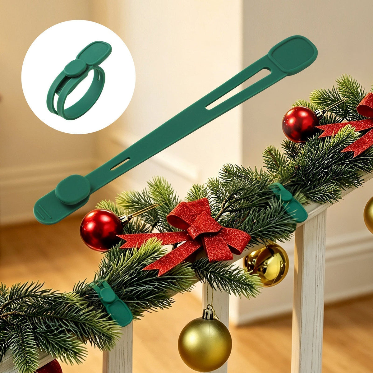 📢📢50% KORTING !! ⏰ Siliconen kerstkransbandjes en -haken (5 stuks) – Bevestig je kransen en slingers moeiteloos🎅