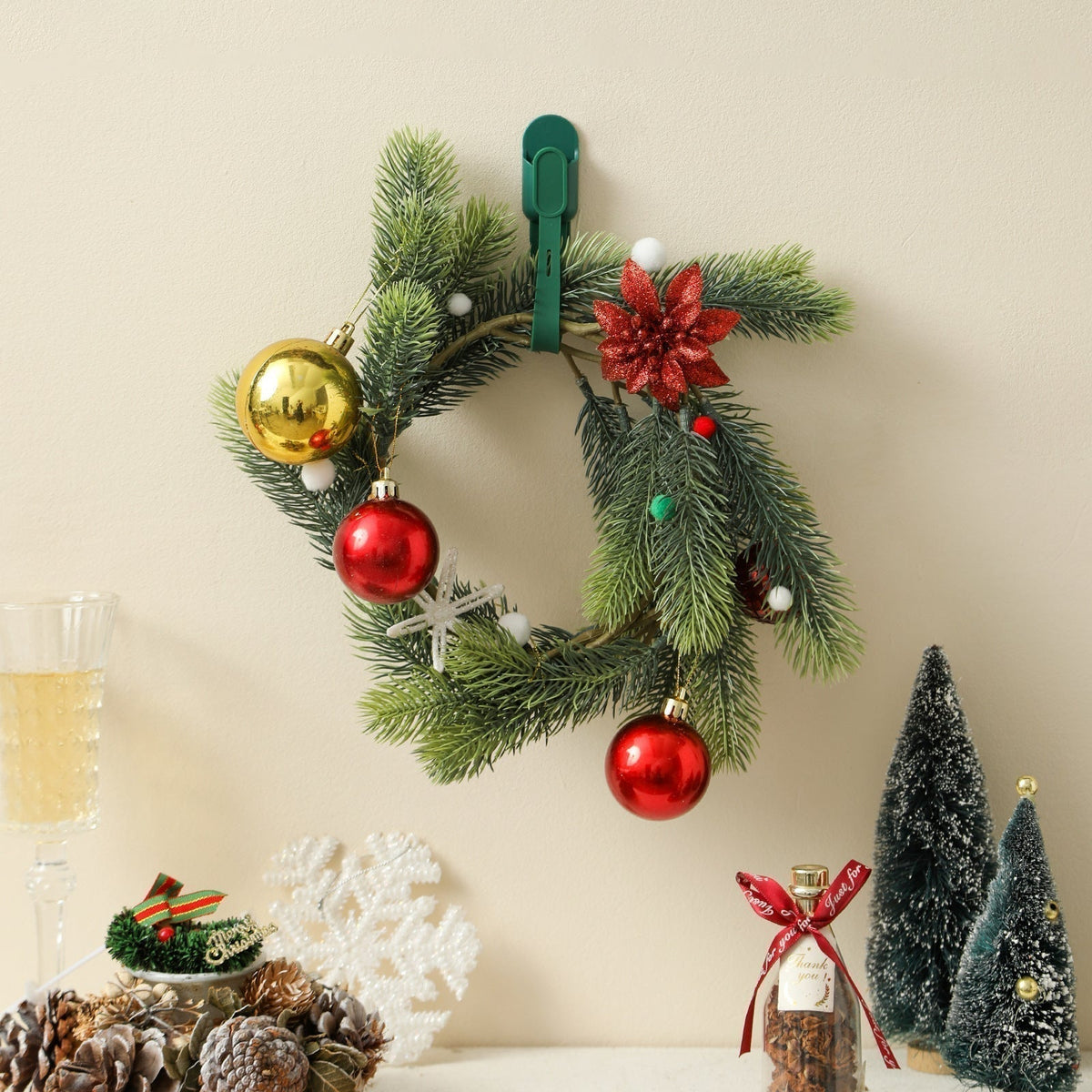 📢📢50% KORTING !! ⏰ Siliconen kerstkransbandjes en -haken (5 stuks) – Bevestig je kransen en slingers moeiteloos🎅