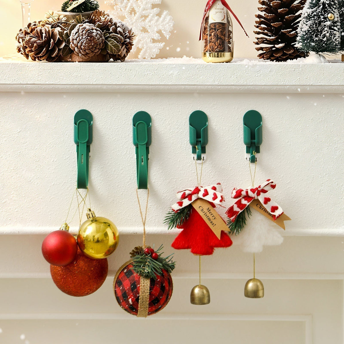 📢📢50% KORTING !! ⏰ Siliconen kerstkransbandjes en -haken (5 stuks) – Bevestig je kransen en slingers moeiteloos🎅
