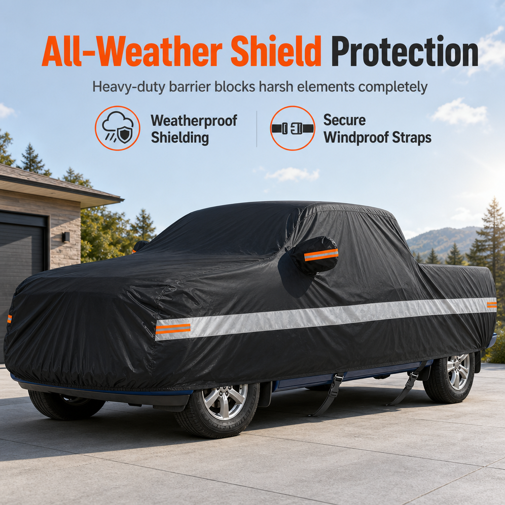🚗190T polyester taffeta afdekhoes voor pick-uptrucks voor buitengebruik – waterdicht, zonwerend en stofdicht