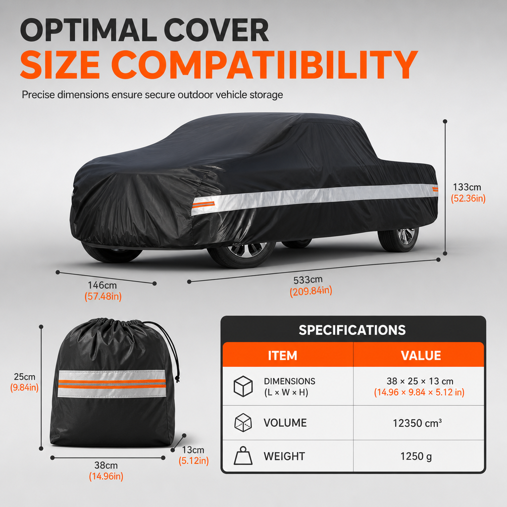 🚗190T polyester taffeta afdekhoes voor pick-uptrucks voor buitengebruik – waterdicht, zonwerend en stofdicht