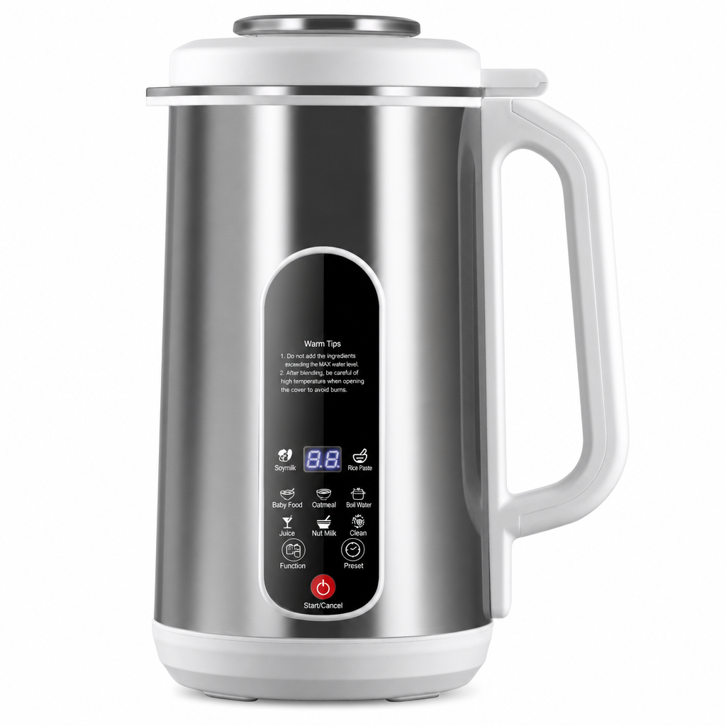 Multifunctionele sojamelkmachine van 304 roestvrij staal en krachtige blender met grote capaciteit, filterloze keukenmachine voor thuisgebruik met slimme timer