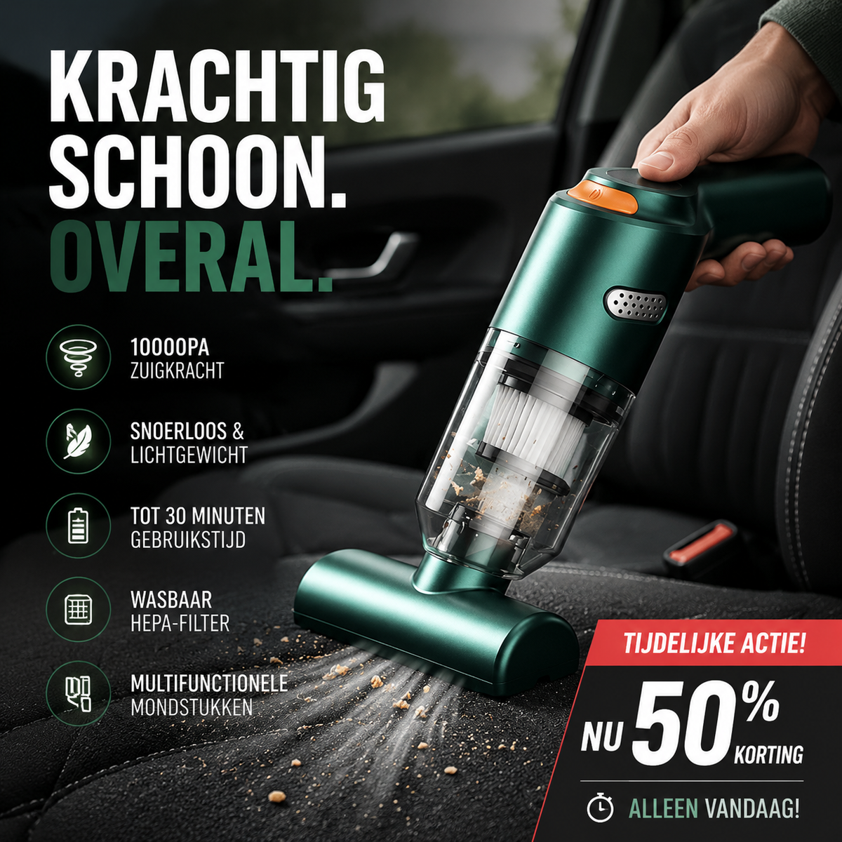 ⚡ Draadloze autostofzuiger die écht werkt—Geen plekje blijft vies. 🎯